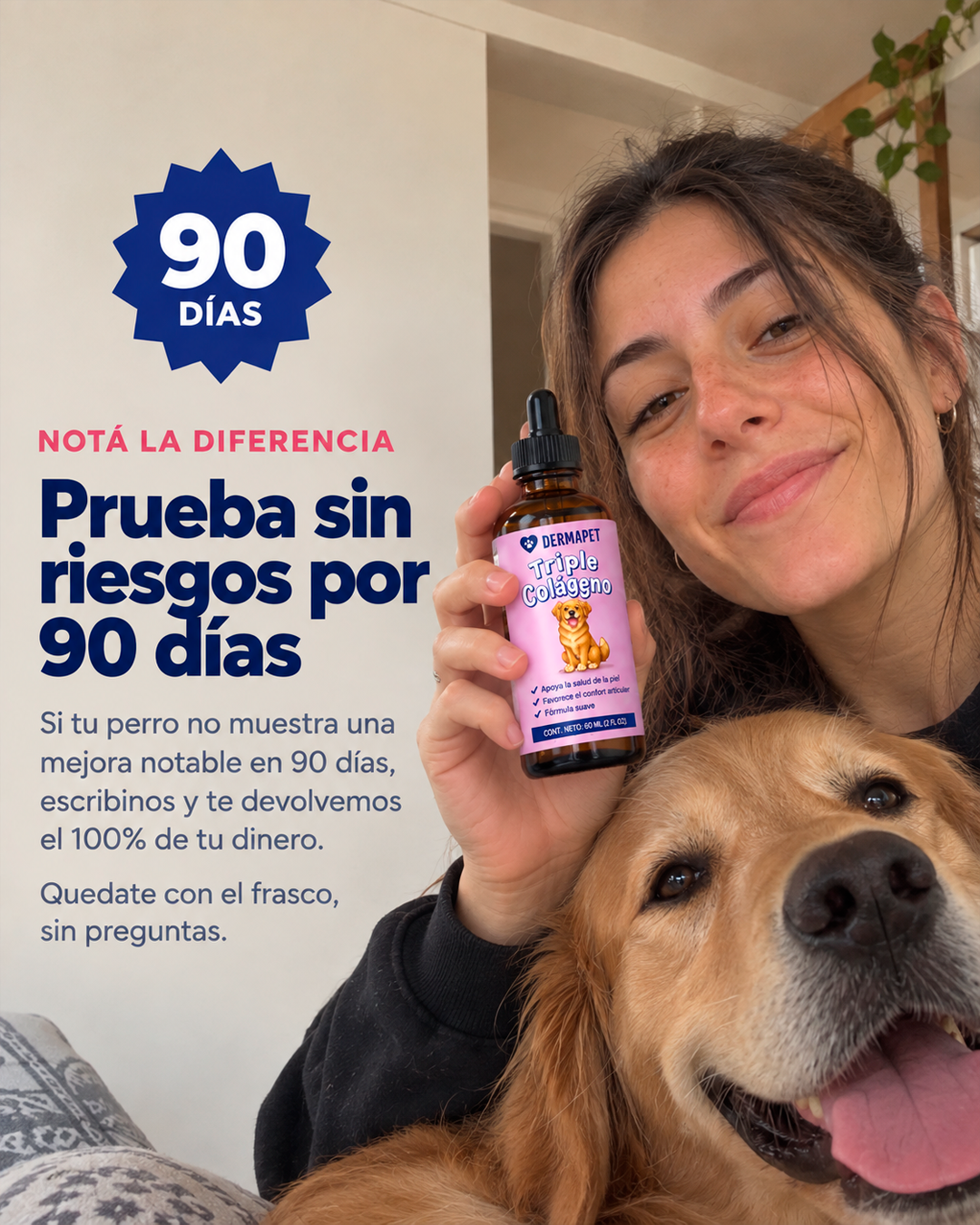 DERMAPET Triple Colágeno | Volvé a verlo disfrutar, jugar y acompañarte todos los días.