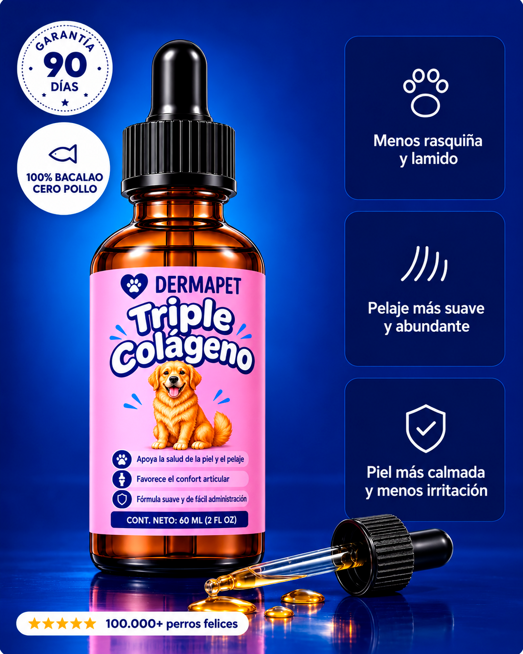 DERMAPET Triple Colágeno | Volvé a verlo disfrutar, jugar y acompañarte todos los días.