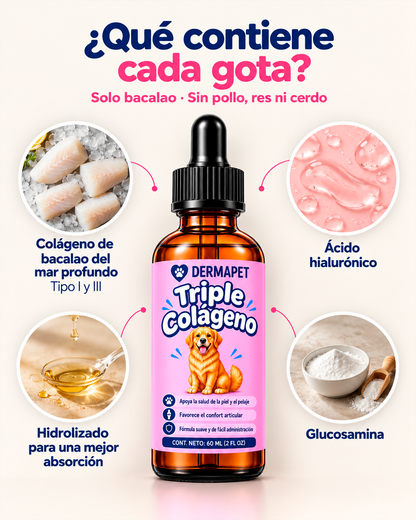 DERMAPET Triple Colágeno | Volvé a verlo disfrutar, jugar y acompañarte todos los días.